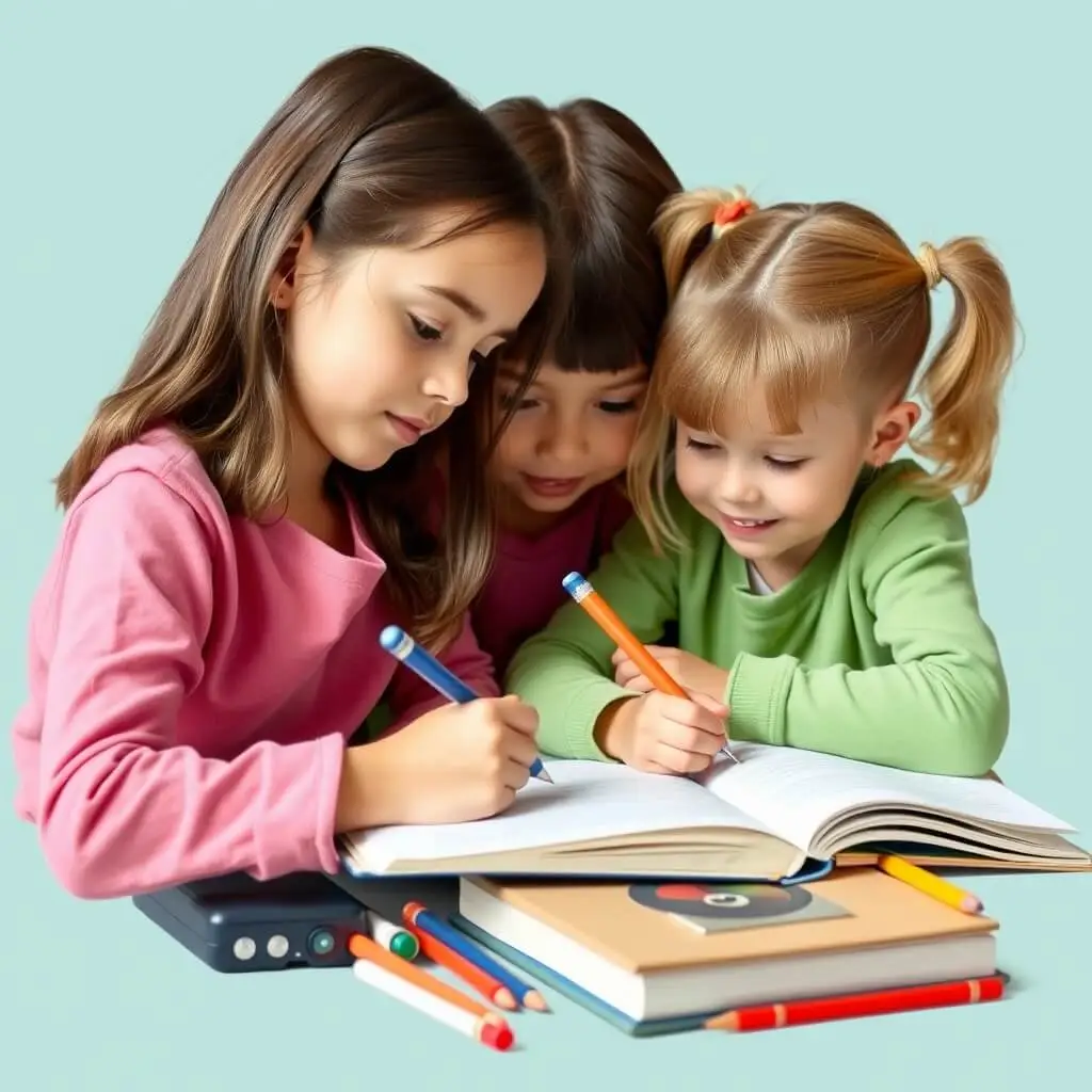 accueil enfants faisant leurs devoirs